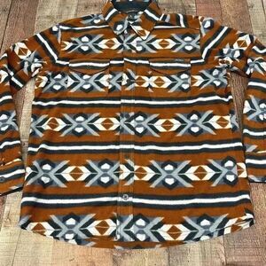 Eddie Bauer Fleece Button Aztec Print Shirt Jacket Men’s L